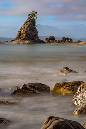 a rocky island in the pacific ocean west coast