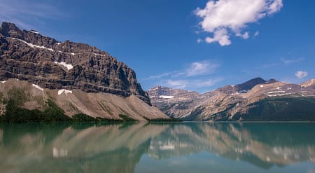 Bow Lake with a mountain in the background